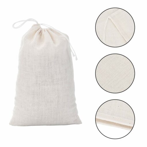 Organic thin cotton muslin drawstring gift bags wholesale