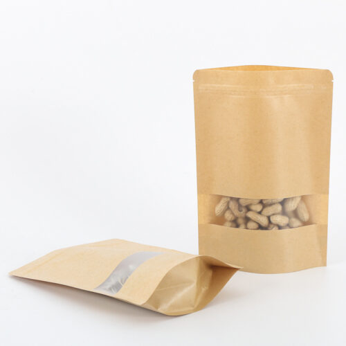 Brown Kraft Stand-Up Barrier Pouches with Window